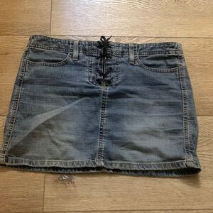 LEI Blue Lace-Up Denim Mini Skirt